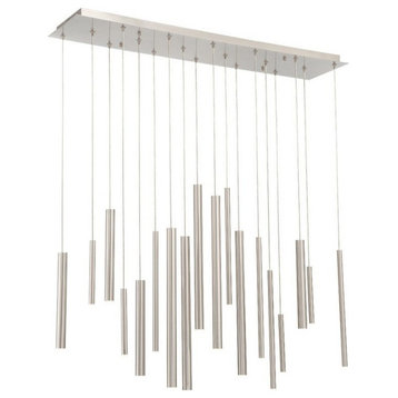 Contemporary 18-Light Linear LED Chandelier Metal Extruded Tubes - Cylinder