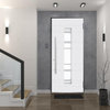 Exterior Prehung Frosted Glass Door / Deux 0757 Gray Graphite, Right in