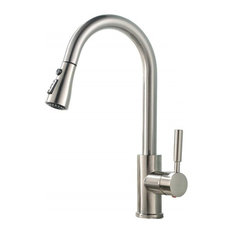 Modern Single Handle Kitchen Tap With Pull Down Swivel Sprayer, Brushed Nickel