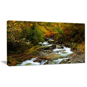 "Flowing River in Autumn" Landscape Photo Canvas Print, 32"x16"