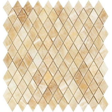 Honey Onyx Polished 1'' Diamond Mosaic Tile