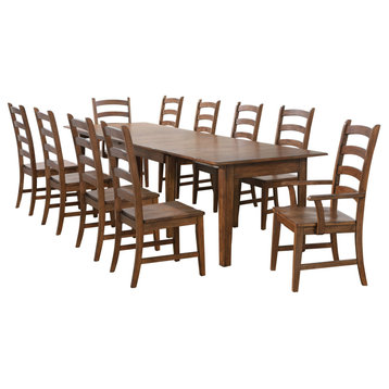 Simply Brook 11 Piece Rectangular Extendable Table Dining Set, Amish Brown
