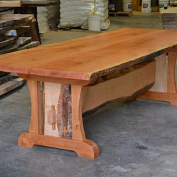Live Edge Dining Table with Live Edge Trestle Base - Products