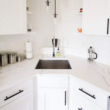 Corner Undermount Sink with Pendant Lighting