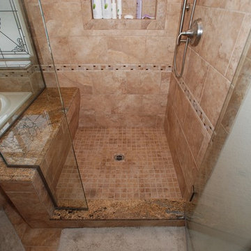 Corner tub & Shower Seat Master Bathroom Reconfiguration Yorba Linda