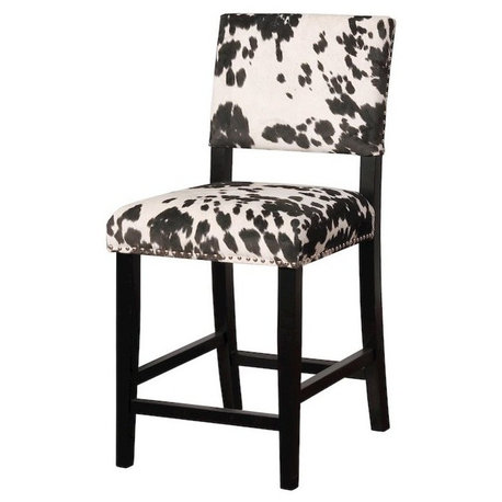 Clayton Black Cow Print Counter Stool