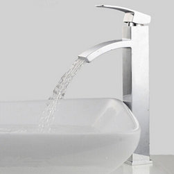 Best Sell Brass Waterfall Bathroom Faucet Single Hole High Faucet T1022C - Bathroom Sink Faucets