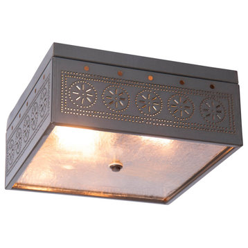 Irvin's Country Tinware Square Ceiling Light with Chisel in Country Tin