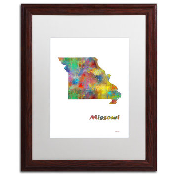 Marlene Watson 'Missouri State Map-1' Art, Wood Frame, 16"x20", White Matte