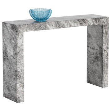 Axle Console Table, Marble Look, Gray