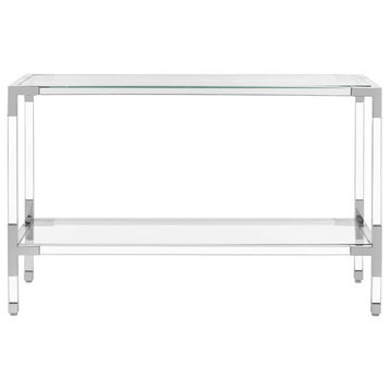Contemporary Console Table, Stainless Steel Frame With Acrylic Accents, Silver