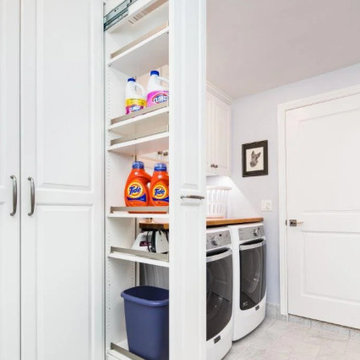 Custom Laundry Room with Pull-Out Storage Cabinet