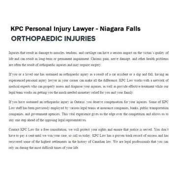 Niagara Falls Injury Lawyer - KPC Personal Injury Lawyer (800) 234-6145
