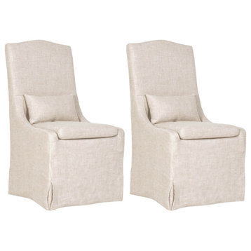 Colette Slipcover Dining Chair, Set of 2 Bisque French Linen