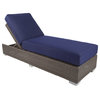 Signature Outdoor Chaise Lounge With Sunbrella Cushions, Espresso With Air Blue