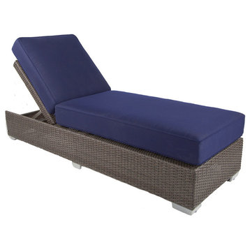 Signature Outdoor Chaise Lounge With Sunbrella Cushions, Espresso With Rust