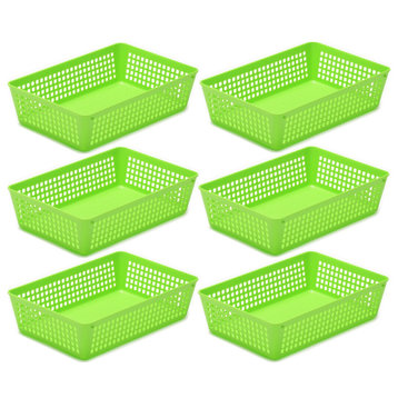 6-Pack Plastic Storage Baskets for Office Drawer, Desk, 32-1182-6, Green