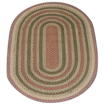 Olive, Burgundy, and Gray Braided Rug, 48"x72"