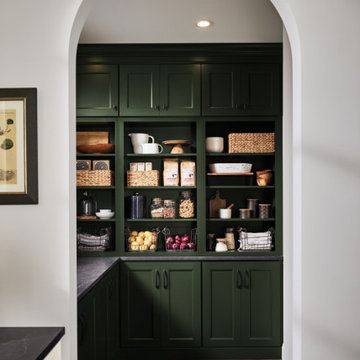Modern Traditional Kitchen Design w/ Open Pantry