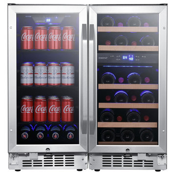 EdgeStar CWBV80261 30"W 26 Bottle 80 Can Side-by-Side Wine and - Stainless