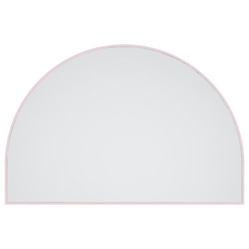 60" W X 40" H Arch Shape Stainless Steel Framed Mirror, Pink