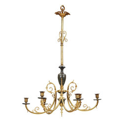 Swedish/Russian Louis XVI Revival Bronze Six-Candlearm Chandelier - Chandeliers