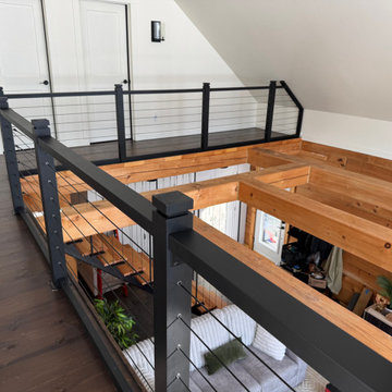 Black inox cable railing project in Greater Montreal, Canada