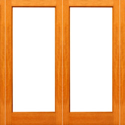Prehung Red Oak-1-lite Patio Red Oak Wood IG Glass Double Door Side lights - Patio Doors