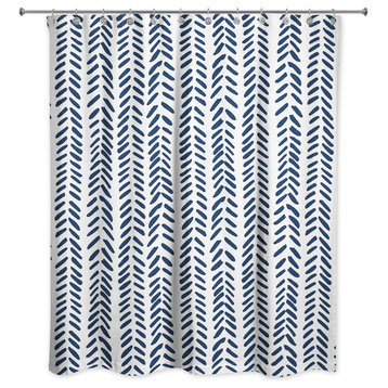 Modern Herringbone Shower Curtain, Blue
