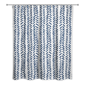 Modern Herringbone Shower Curtain, Blue