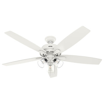 Hunter 60" Dondra Matte White Ceiling Fan, LED Kit, Pull Chain