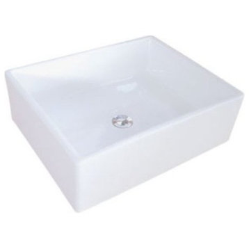 Elements White China Vessel Bathroom Sink without Overflow Hole EV4158