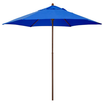 Phat Tommy 9 ft Outdoor Patio Umbrella with Wood Grain Finish, Pacblue