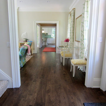 LATTINGTOWN: SELECT WHITE OAK INSTALLED/FINISHED W DARK WALNUT STAIN + TUNG OIL