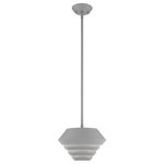 Livex Lighting - Livex Lighting Nordic Gray 1-Light Mini Pendant - A celebration of classic Danish lighting architecture, the Amsterdam mini pendant is elegantly tidy, creating lovely form out of functional necessity. The tiered metal shade echoes the shade's curvature and creates clean and bright ambience.