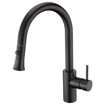 Luxier KTS11-T Single-Handle Pull-Down Sprayer Kitchen Faucet, Oil Rubbed Bronze