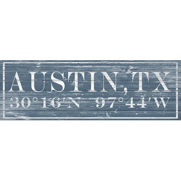 "Austin, TX" Painting Print on White Wood, 30"x10"