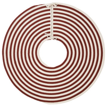 Candy Cane Round Holiday Tree Skirt, Red 50”x50”