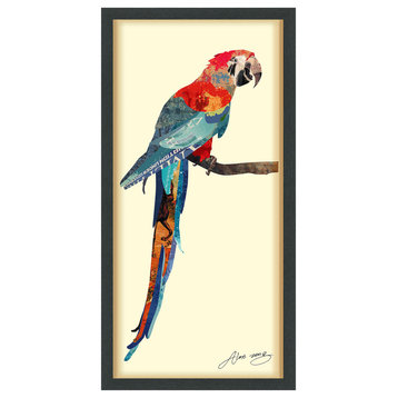 Tropical Parrot Dimensional Collage Wall Art Under Glass