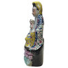 Small Vintage Chinese Multi-Color Porcelain Kwan Yin & Kid Statue Hws3394