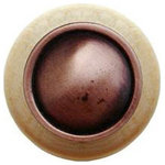 Notting Hill Decorative Hardware - Plain Dome Wood Knob, Antique Brass, Natural Wood Finish, Antique Copper - Projection: 1-1/8"