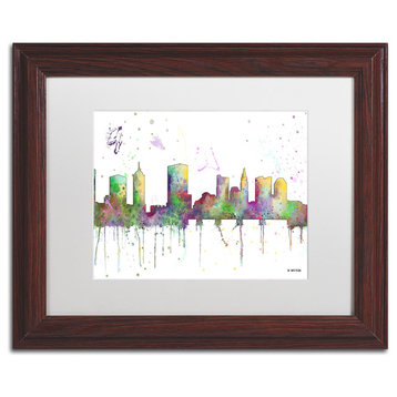 Watson 'Columbus Ohio Skyline Mclr-1' Art, Wood Frame, 11"x14", White Matte