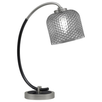 1-Light Desk Lamp, Graphite/Matte Black Finish, 6" Smoke Textured Glass