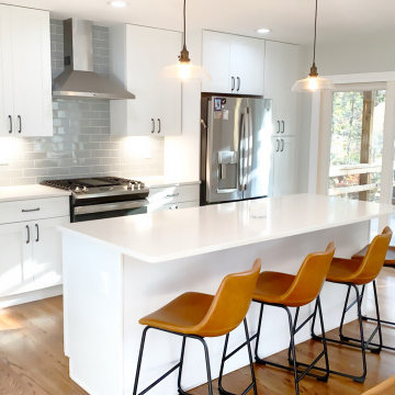 Open Kitchen with Carrara Quartz Countertop and Island in Fairfax VA