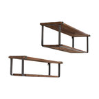 2-Piece Recycled Wood and Metal Shelves Set