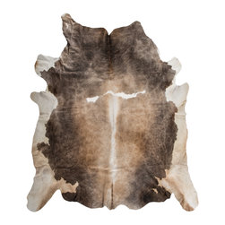 Luxury Natural Cowhide Area Rug,Handmade,Gray-Brown-Black, White, Large 7'7"x7'2 - Area Rugs