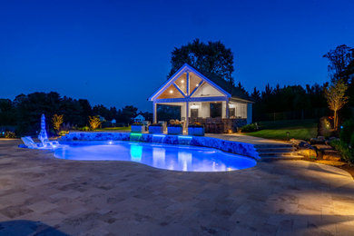 Pool, LED Waterfalls & Pool House