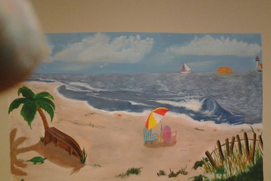 beach mural in drs office
