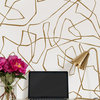 Entangled Lines Abstract Vinyl Peel and Stick Mural, Gold, 24"x108", Single