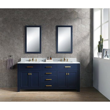 72" Monarch Blue Double Sink Bathroom Vanity